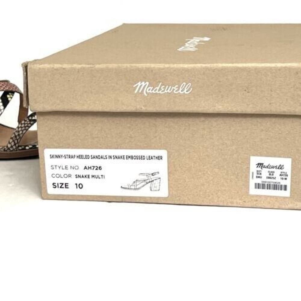 Madewell Womens Sandals Skinny Strap Snake Size 10 Embossed Leather Heeled Multi - Picture 7 of 8